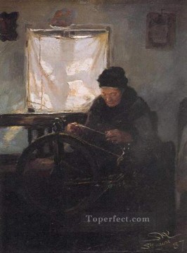 Anciana en la rueca 1887 Peder Severin Kroyer Oil Paintings